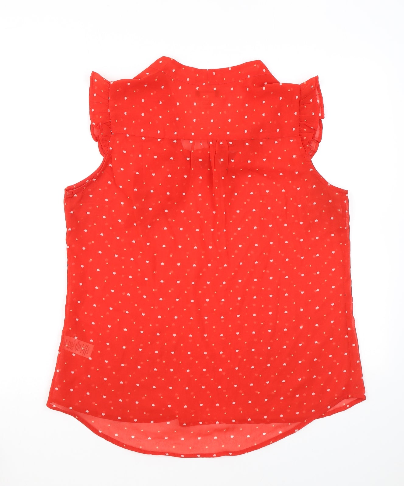 La Redoute Womens Red Polka Dot Polyester Basic Blouse Size 16 V-Neck - Hearts Sheer