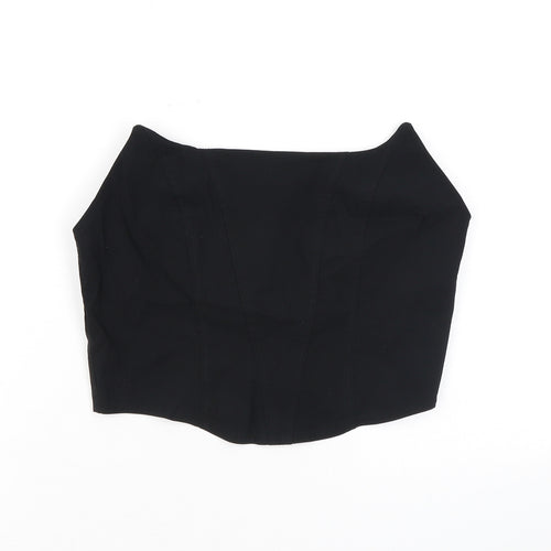 ASOS Womens Black Viscose Cropped Blouse Size 12 Off the Shoulder - Open Back