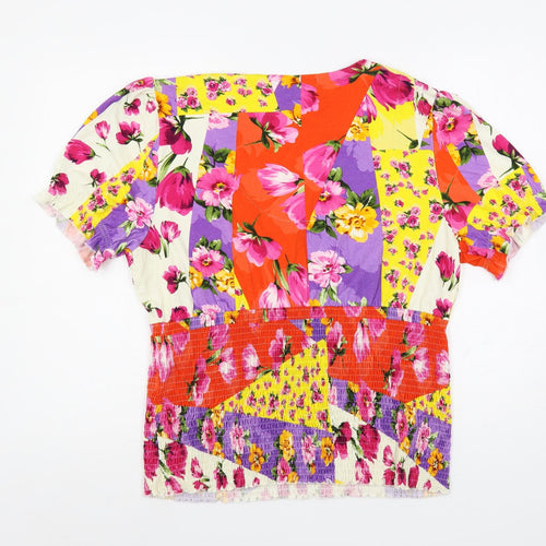 Joe Browns Womens Multicoloured Floral Viscose Basic Blouse Size 16 V-Neck - Shirred