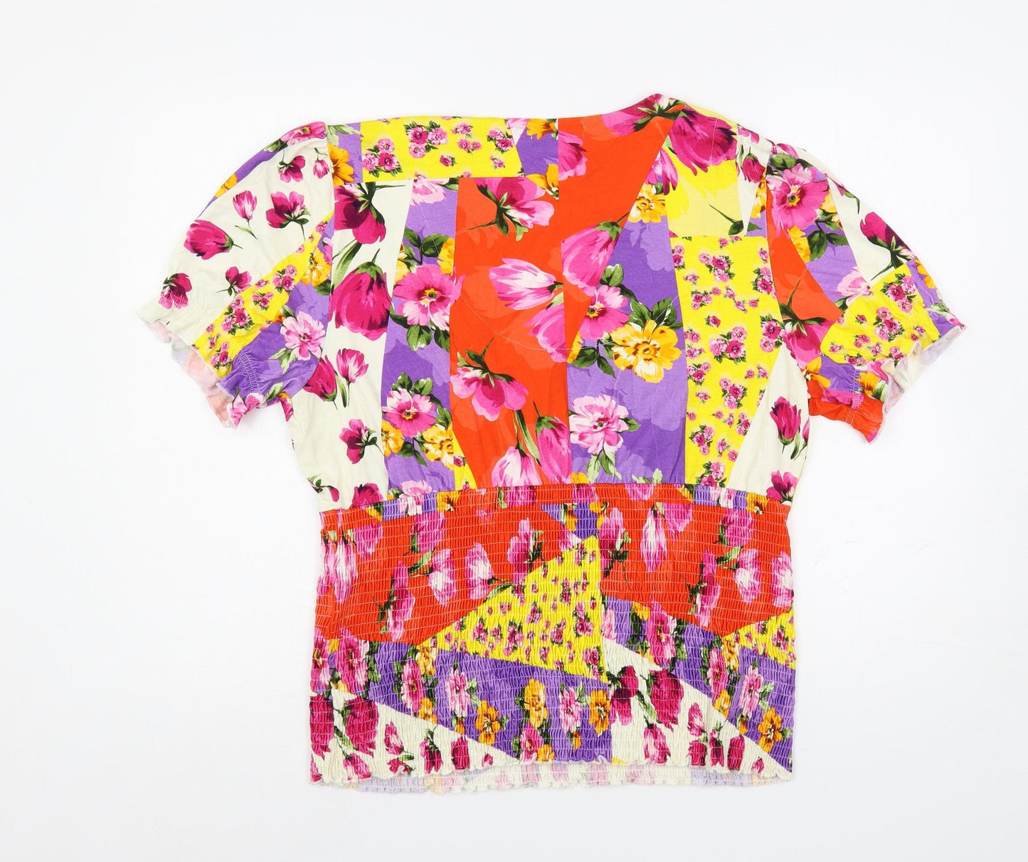 Joe Browns Womens Multicoloured Floral Viscose Basic Blouse Size 16 V-Neck - Shirred