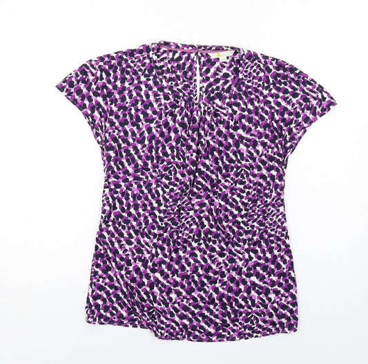 Boden Womens Purple Geometric Viscose Basic T-Shirt Size 6 Round Neck