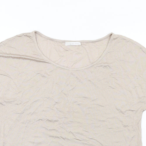 Jacques Vert Womens Beige Viscose Basic T-Shirt Size L Round Neck