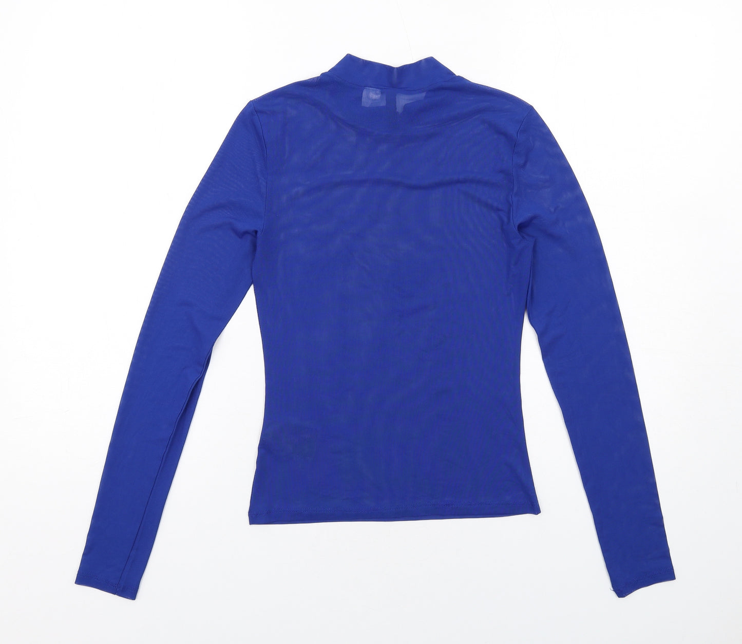 H&M Womens Blue Polyester Basic T-Shirt Size S Mock Neck