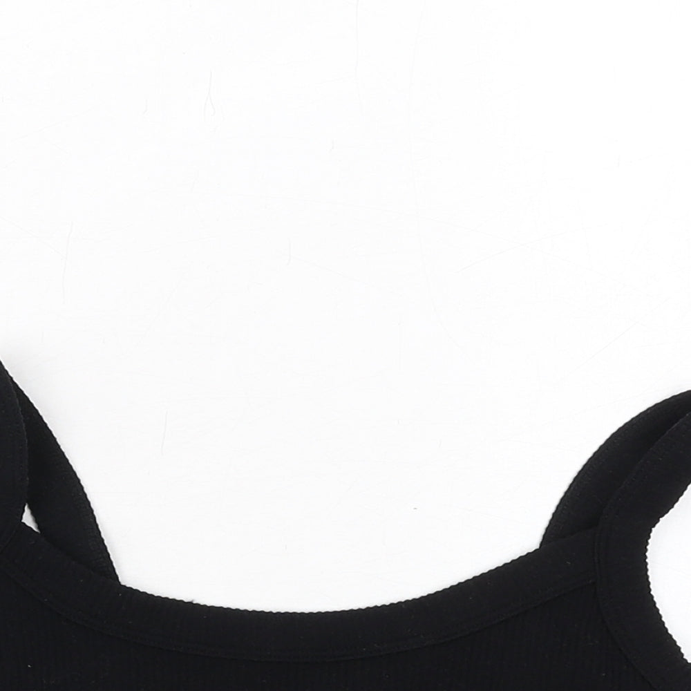 Stradivarius Womens Black Polyamide Basic T-Shirt Size S Round Neck