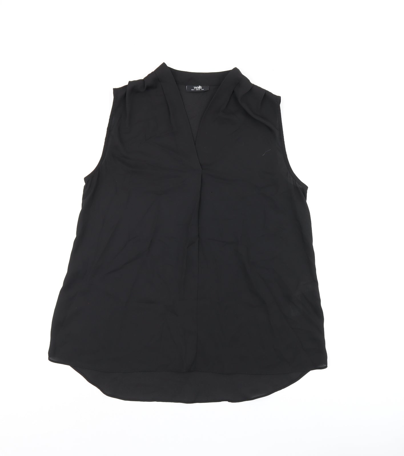 Wallis Womens Black Polyester Basic Blouse Size 12 V-Neck