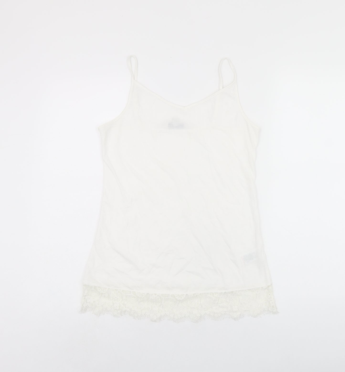 NEXT Womens White Polyester Camisole Tank Size 6 V-Neck - Lace Detail