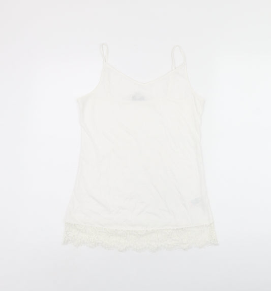 NEXT Womens White Polyester Camisole Tank Size 6 V-Neck - Lace Detail