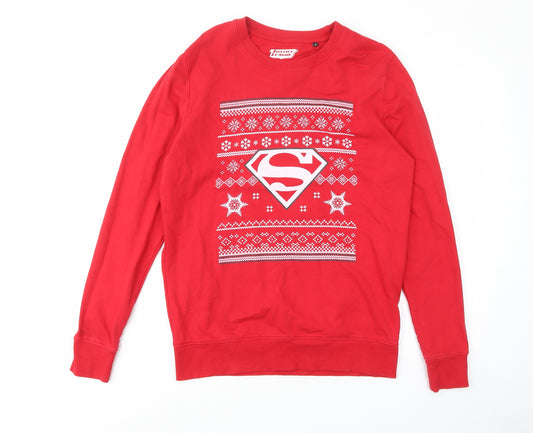 Justice League Mens Red Cotton Pullover Sweatshirt Size S - Christmas