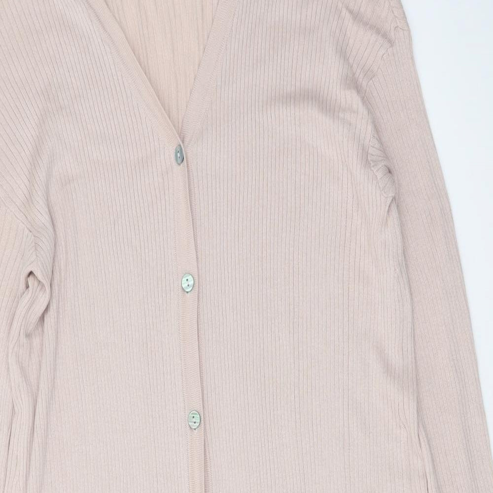 Seraphine Womens Pink V-Neck Cotton Cardigan Jumper Size L