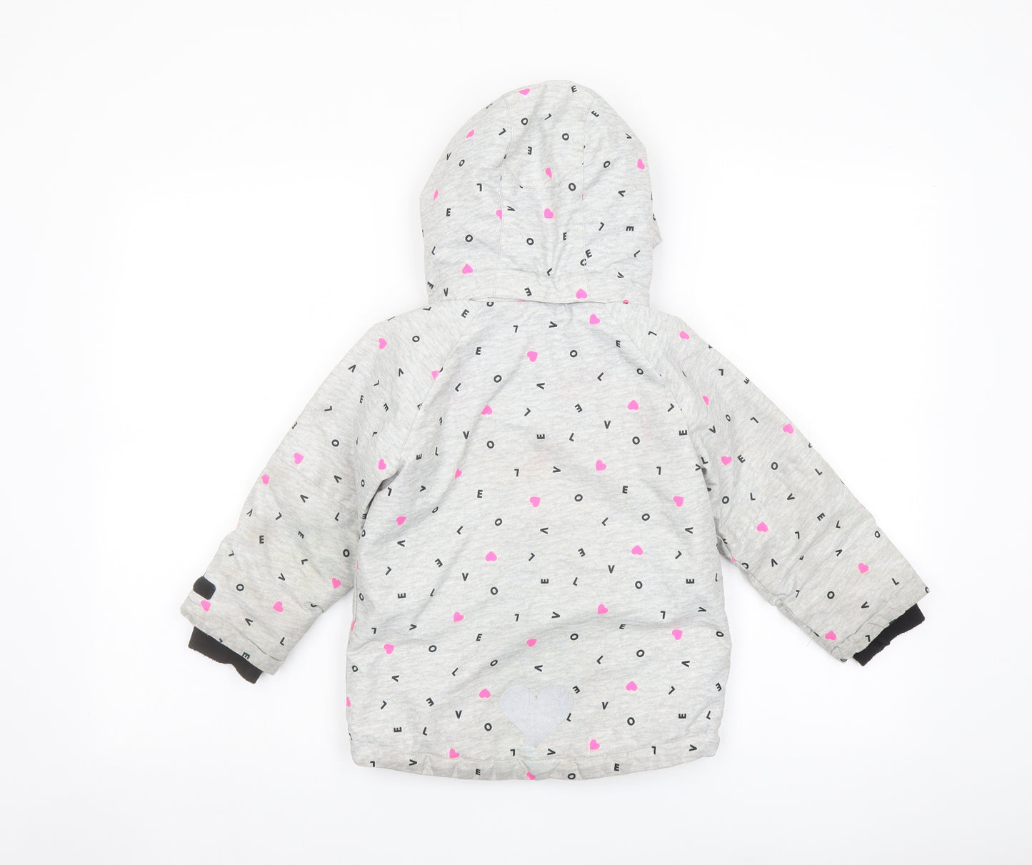 H&,M Girls Grey Geometric Jacket Size 2-3 Years Zip