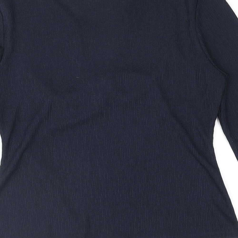 Marks and Spencer Womens Blue Polyester Basic Blouse Size 12 V-Neck - Knot Detail