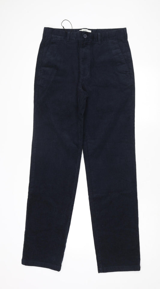 Marks and Spencer Mens Blue Cotton Chino Trousers Size 30 in L33 in Regular Zip