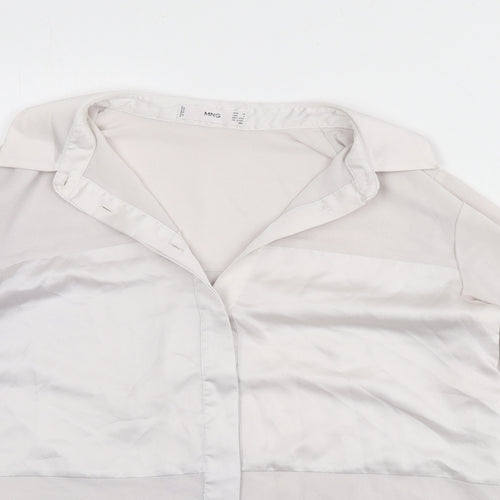 Mango Womens White Polyester Basic Button-Up Size 6 Collared