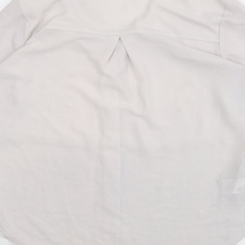 Mango Womens White Polyester Basic Button-Up Size 6 Collared