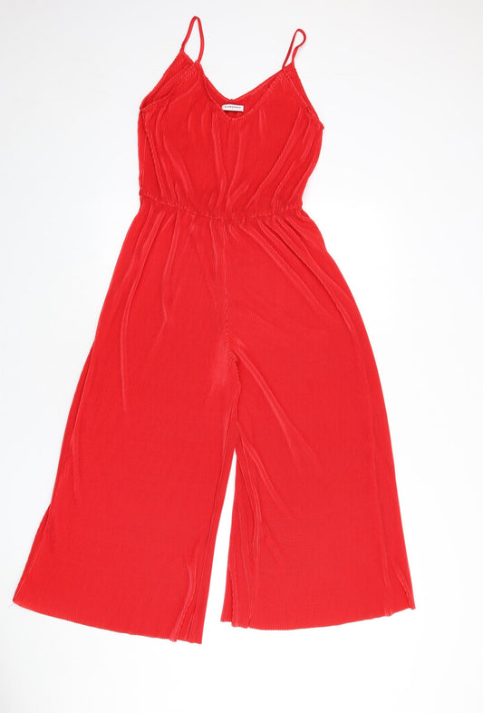 Glamorous Womens Red Polyester Jumpsuit One-Piece Size 8 L20 in Pullover - Ribbed