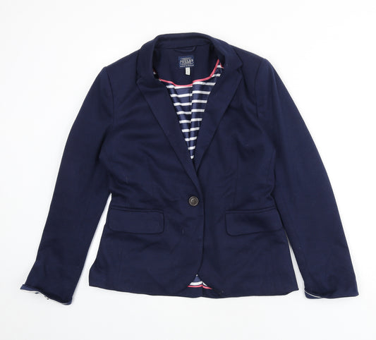 Joules Womens Blue Cotton Jacket Blazer Size 10