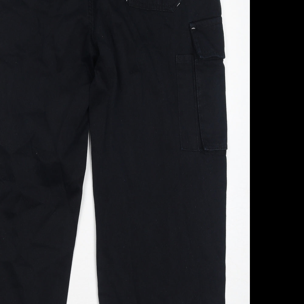 PEP&CO Mens Black Cotton Cargo Trousers Size 36 in L28 in Regular Zip