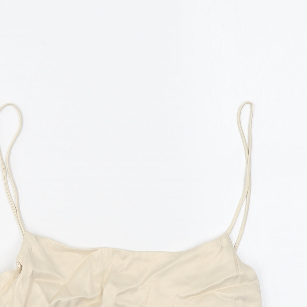 Zara Womens Beige Cotton Cropped Tank Size S Square Neck