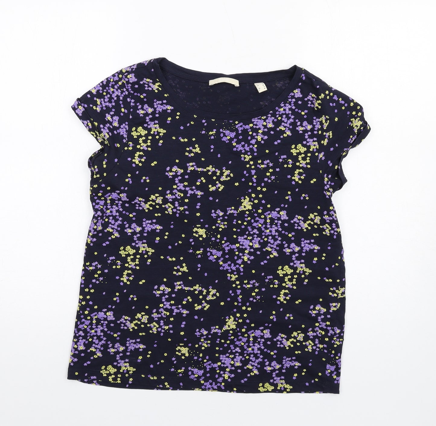 Esprit Womens Multicoloured Floral Cotton Basic T-Shirt Size S Round Neck