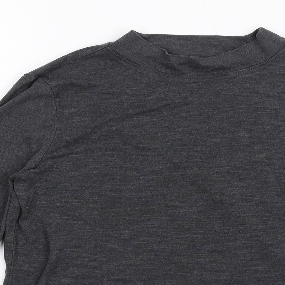 Esprit Womens Grey Polyester Basic T-Shirt Size S Mock Neck