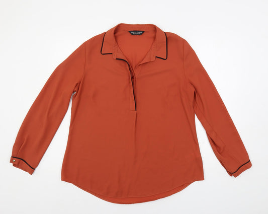 Dorothy Perkins Womens Orange Polyester Basic Blouse Size 16 Collared