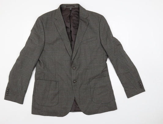 Marks and Spencer Mens Grey Geometric Polyester Jacket Suit Jacket Size 44 Regular