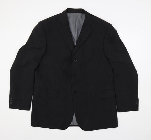 Marks and Spencer Mens Black Wool Jacket Suit Jacket Size 42 Regular