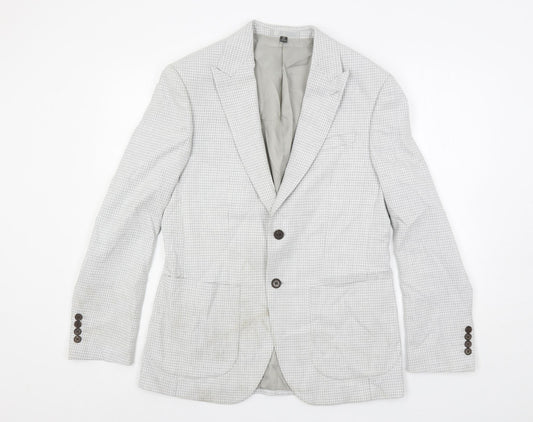 Marks and Spencer Mens Grey Geometric Polyester Jacket Suit Jacket Size 38 Regular