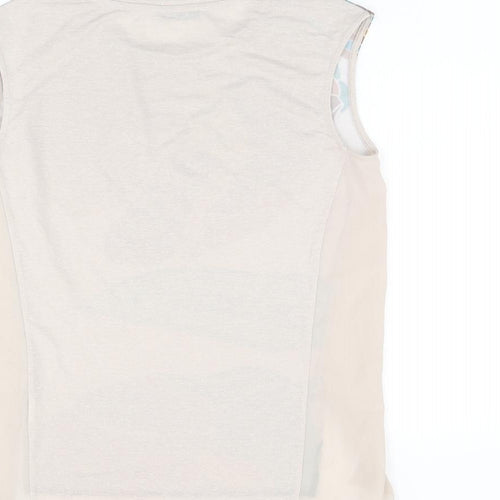 Zara Womens Beige Floral Polyester Basic Tank Size S Round Neck