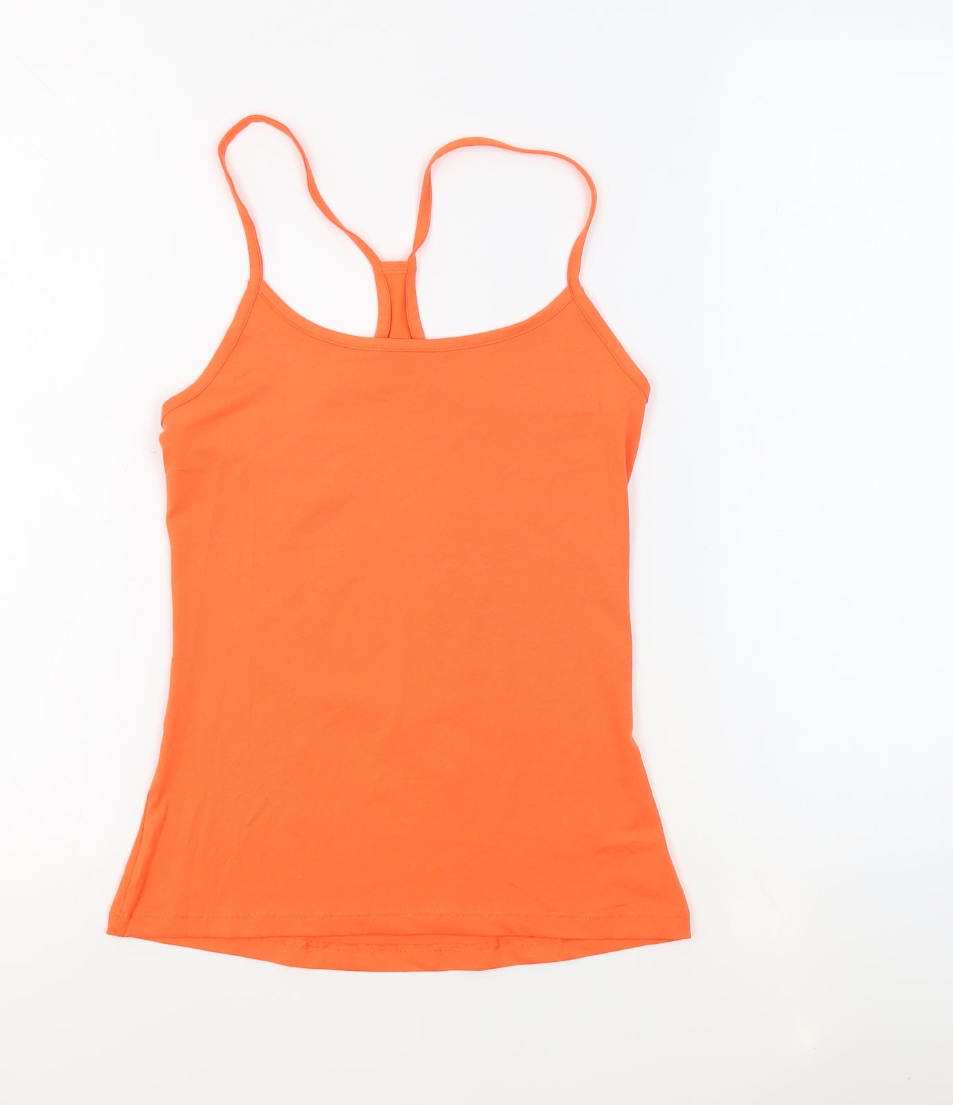 GOODMOVE Womens Orange Polyester Basic Tank Size 8 Round Neck Pullover