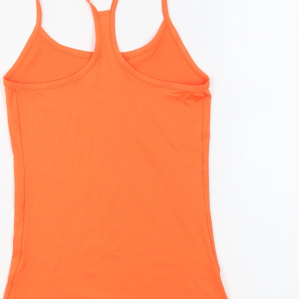 GOODMOVE Womens Orange Polyester Basic Tank Size 8 Round Neck Pullover