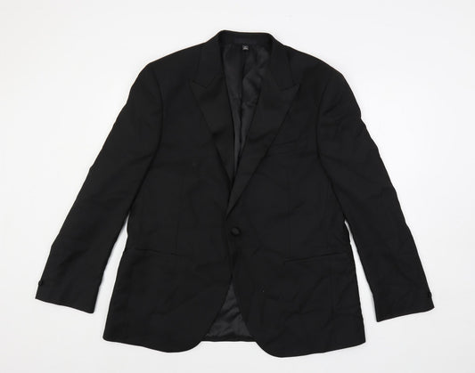 Marks and Spencer Mens Black Polyester Tuxedo Suit Jacket Size 44 Regular