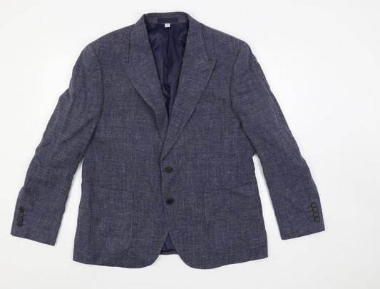 Marks and Spencer Mens Blue Cotton Jacket Blazer Size 42 Regular