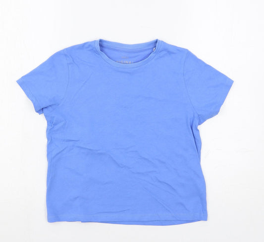 Marks and Spencer Girls Blue Cotton Basic T-Shirt Size 10-11 Years Crew Neck Pullover