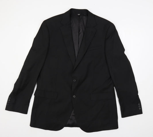 Marks and Spencer Mens Black Polyester Jacket Suit Jacket Size 42 Regular