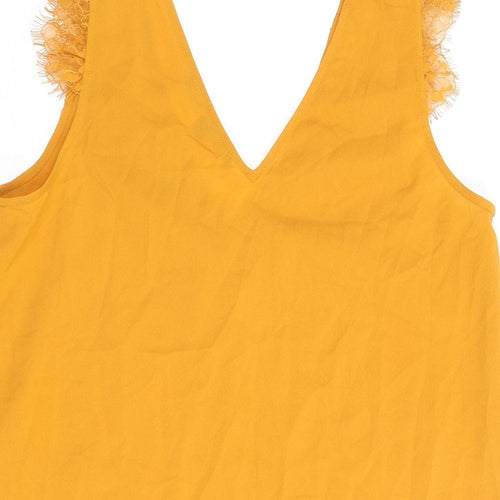 French Connection Womens Yellow Polyester Camisole Blouse Size S V-Neck - Lace Detail