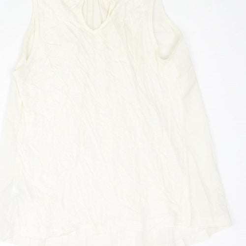 French Connection Womens Ivory Polyester Camisole Blouse Size S Round Neck - Pleated