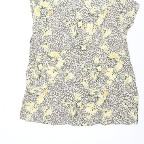 Saint Tropez Clothing Womens Multicoloured Geometric Polyester Basic Blouse Size L Round Neck - Leopard Floral Print