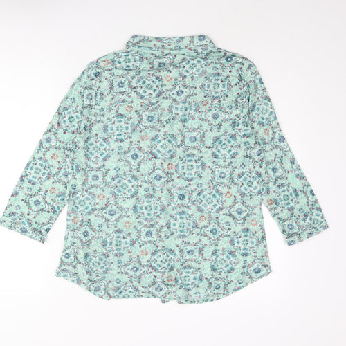 Per Una Womens Multicoloured Geometric Cotton Basic Blouse Size 16 Collared
