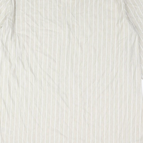 Marks and Spencer Womens Beige Striped Viscose Tunic Blouse Size 12 V-Neck