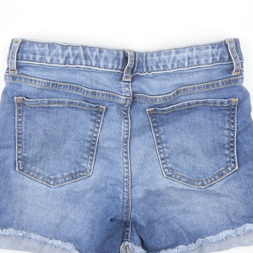 Gap Girls Blue Cotton Hot Pants Shorts Size 12 Years Regular Zip