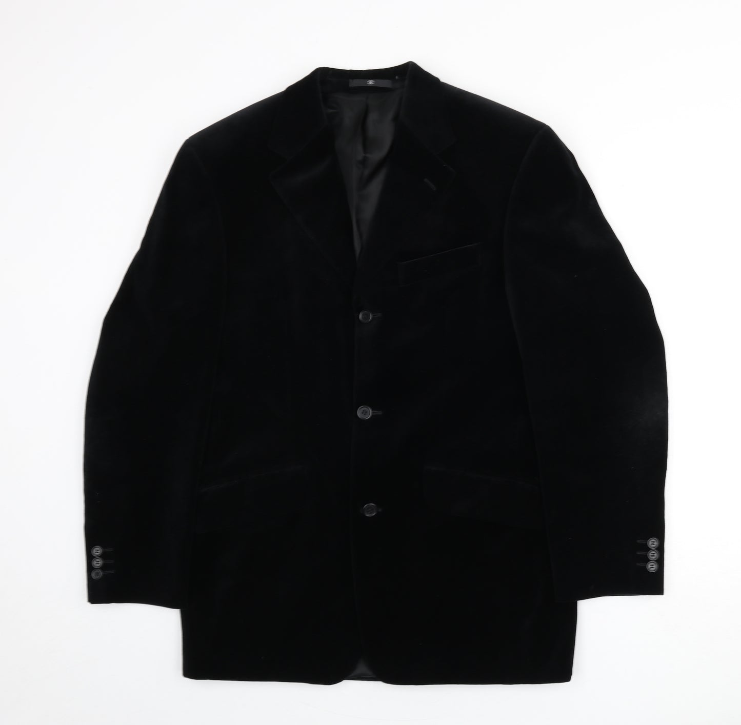 Ciro Citterio Mens Black Cotton Jacket Blazer Size 38 Regular