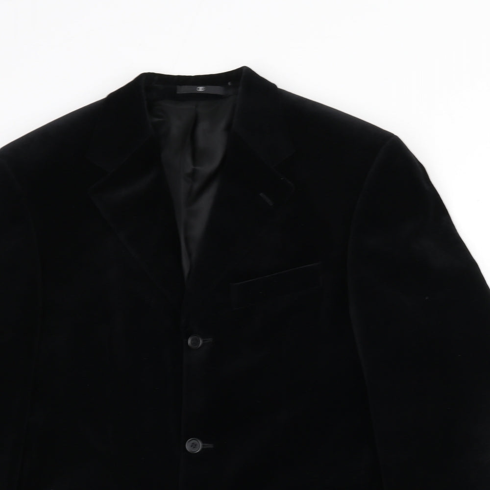 Ciro Citterio Mens Black Cotton Jacket Blazer Size 38 Regular