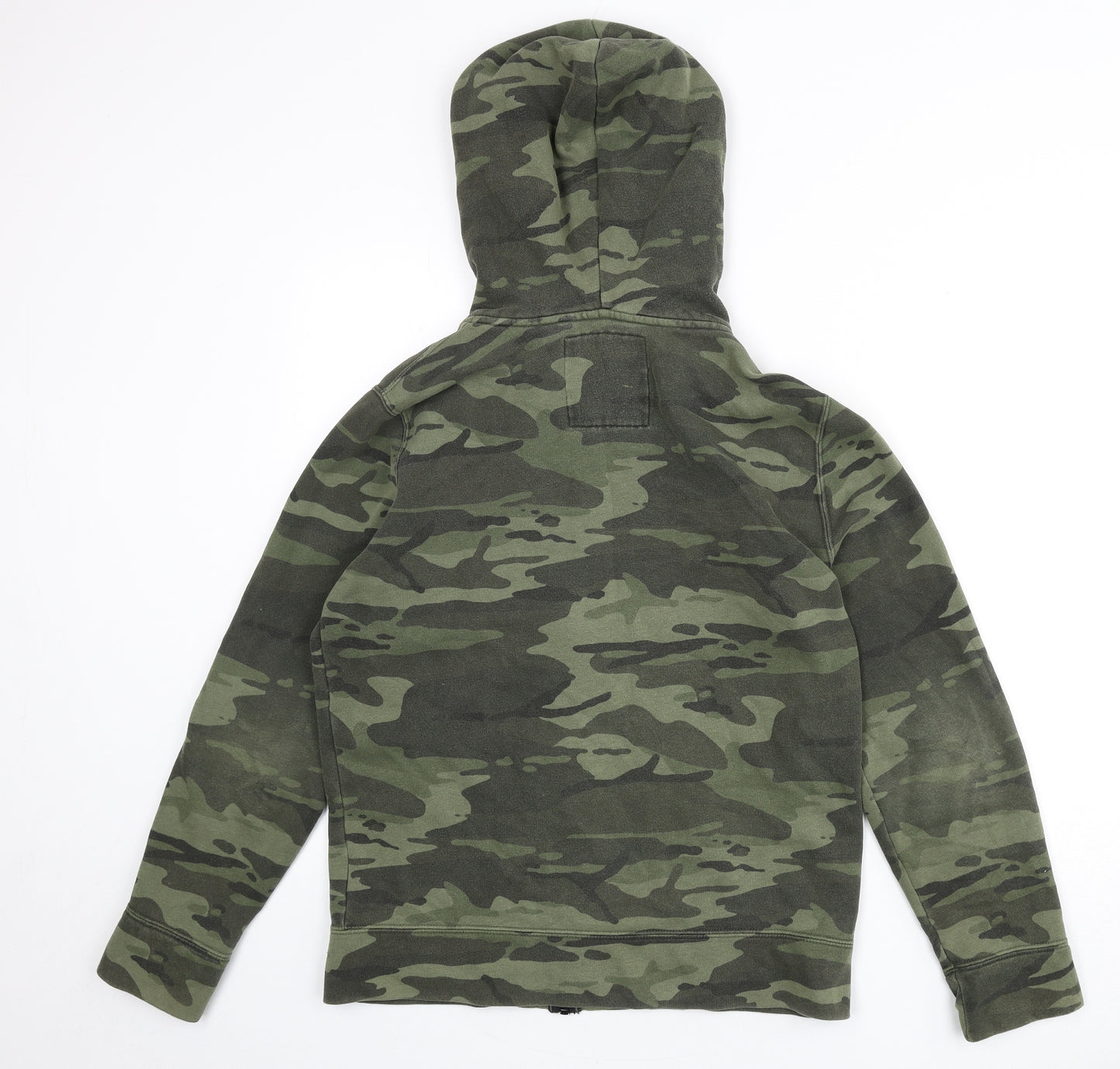 Hollister Mens Green Camouflage Cotton Full Zip Hoodie Size S