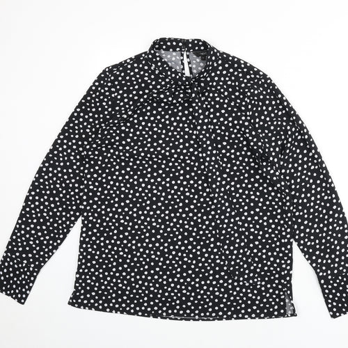 NEXT Womens Black Polka Dot Polyester Basic Blouse Size 10 Mock Neck