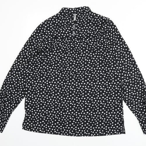 NEXT Womens Black Polka Dot Polyester Basic Blouse Size 10 Mock Neck