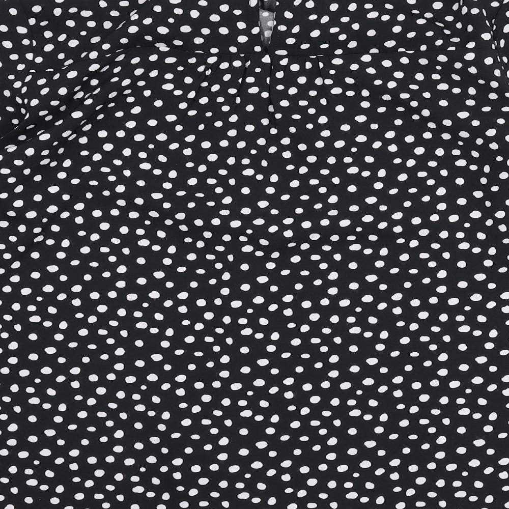 NEXT Womens Black Polka Dot Polyester Basic Blouse Size 10 Mock Neck