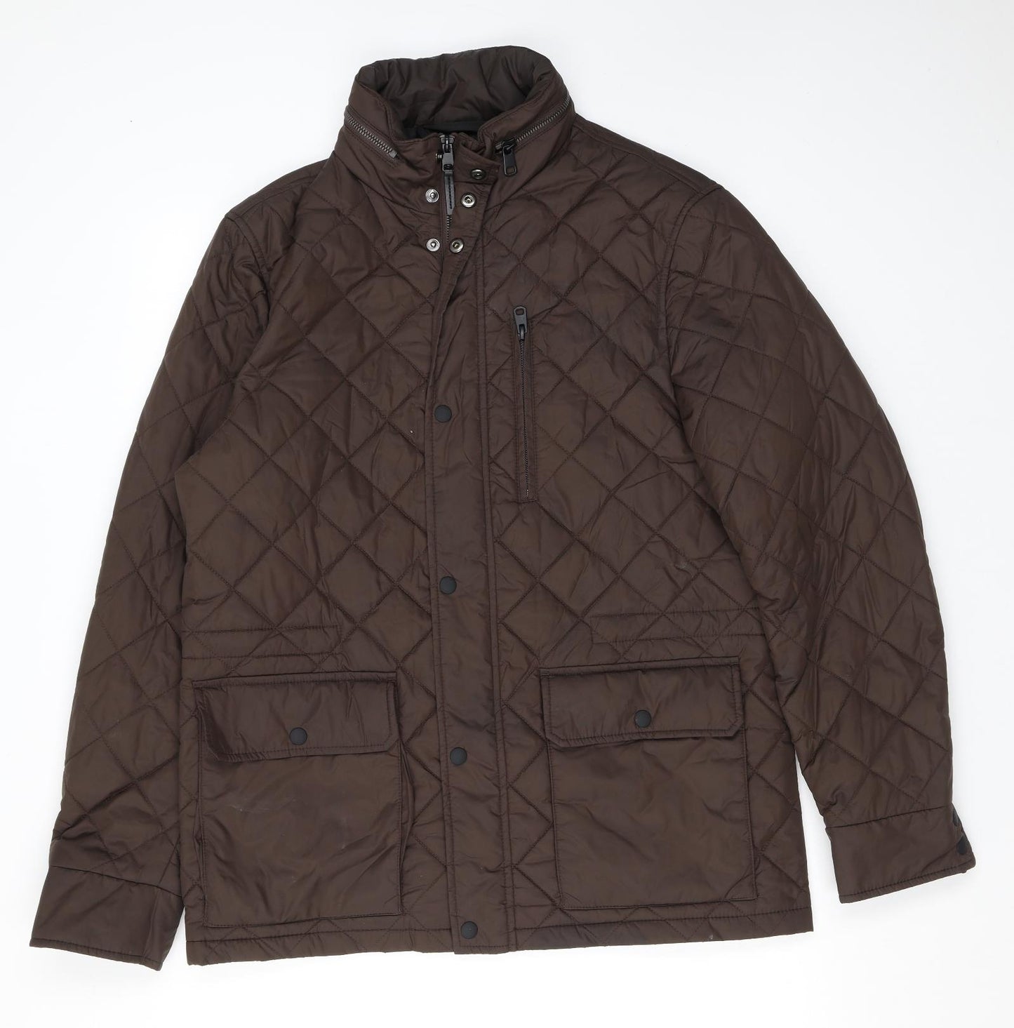 Marks and Spencer Mens Brown Quilted Jacket Size M Zip