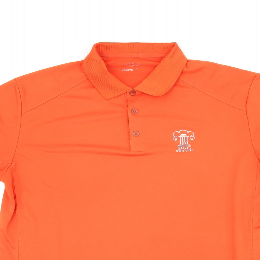 Nike Mens Orange Polyester Polo Size L Collared Button - DGC