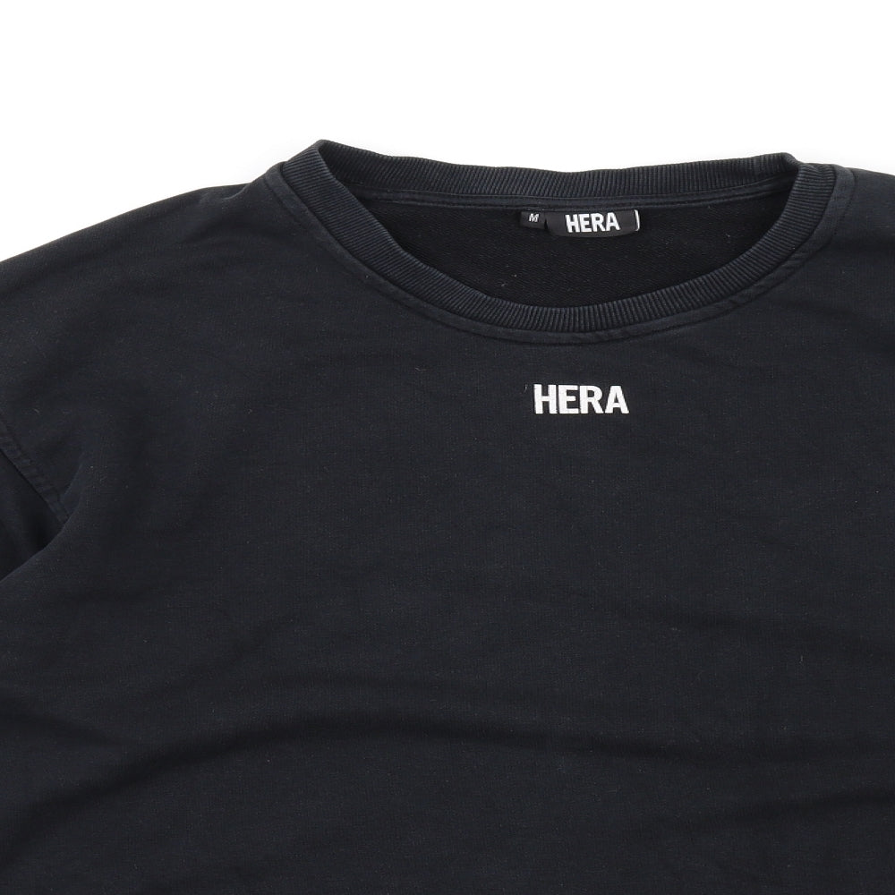 Hera Mens Black Cotton Pullover Sweatshirt Size M